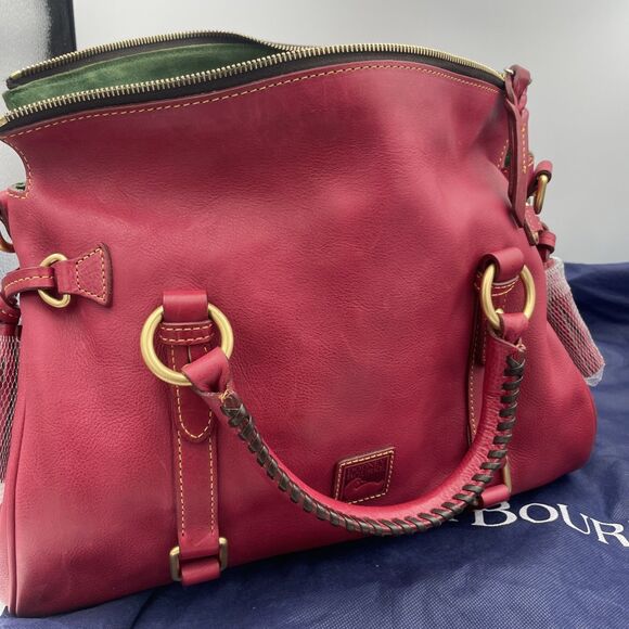 Dooney & Bourke Satchel Florentine Pebbled Leather Tassels Raspberry READ - Picture 16 of 16